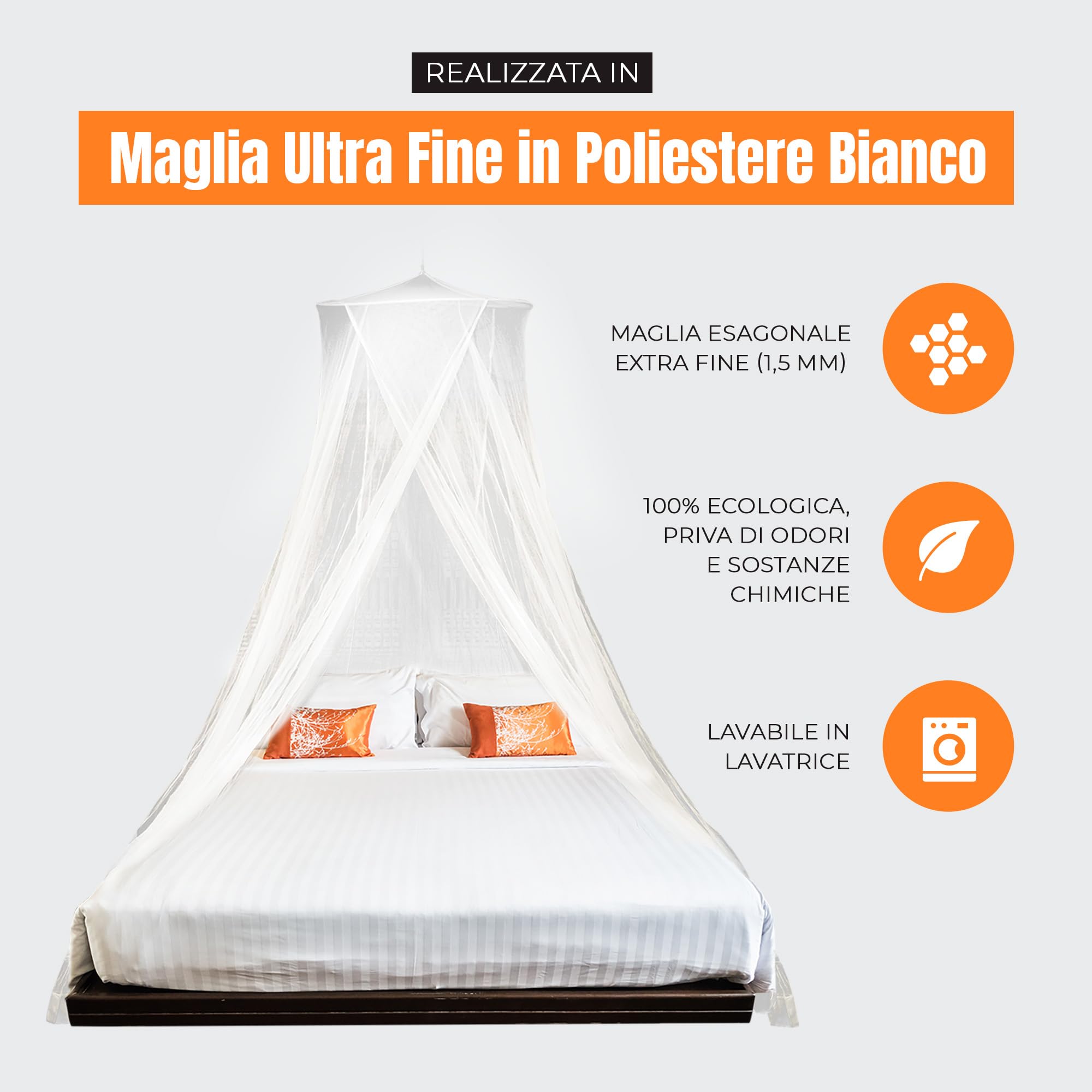 MEKKAPRO Zanzariera Letto Matrimoniale XL, Zanzariera da Letto Matrimoniale a Baldacchino, Culle o Amache, Zanzariera per Letto Matrimoniale con 2 Aperture, Contro Mosche, Vespe e Altri Insetti