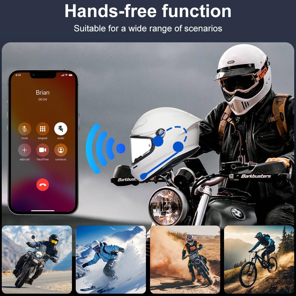 OBEST 0,35 Zoll Bluetooth Helm Headset, Motorrad Headset Bluetooth 5.0, Ultradünne und Komfortable Freisprecheinrichtung, Geeignet für Reiten/Skifahren/Klettern und andere Outdoor-Sportarten