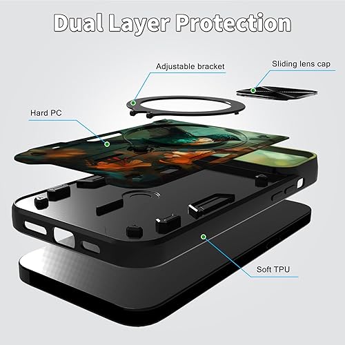 Vista 212 de Funda protectora híbrida para Samsung Galaxy A53 5G de 6.5 pulgadas y anillo giratorio de 360 grados, función atril, híbrida, de doble capa