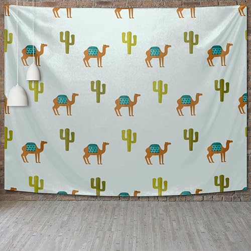 Camel Cactus Animal Tapestry Aesthetic Lightweight Tapestry Wall Hanging 51x59 Inch Wall Tapestry for Bedroom Living Room Home Decor
