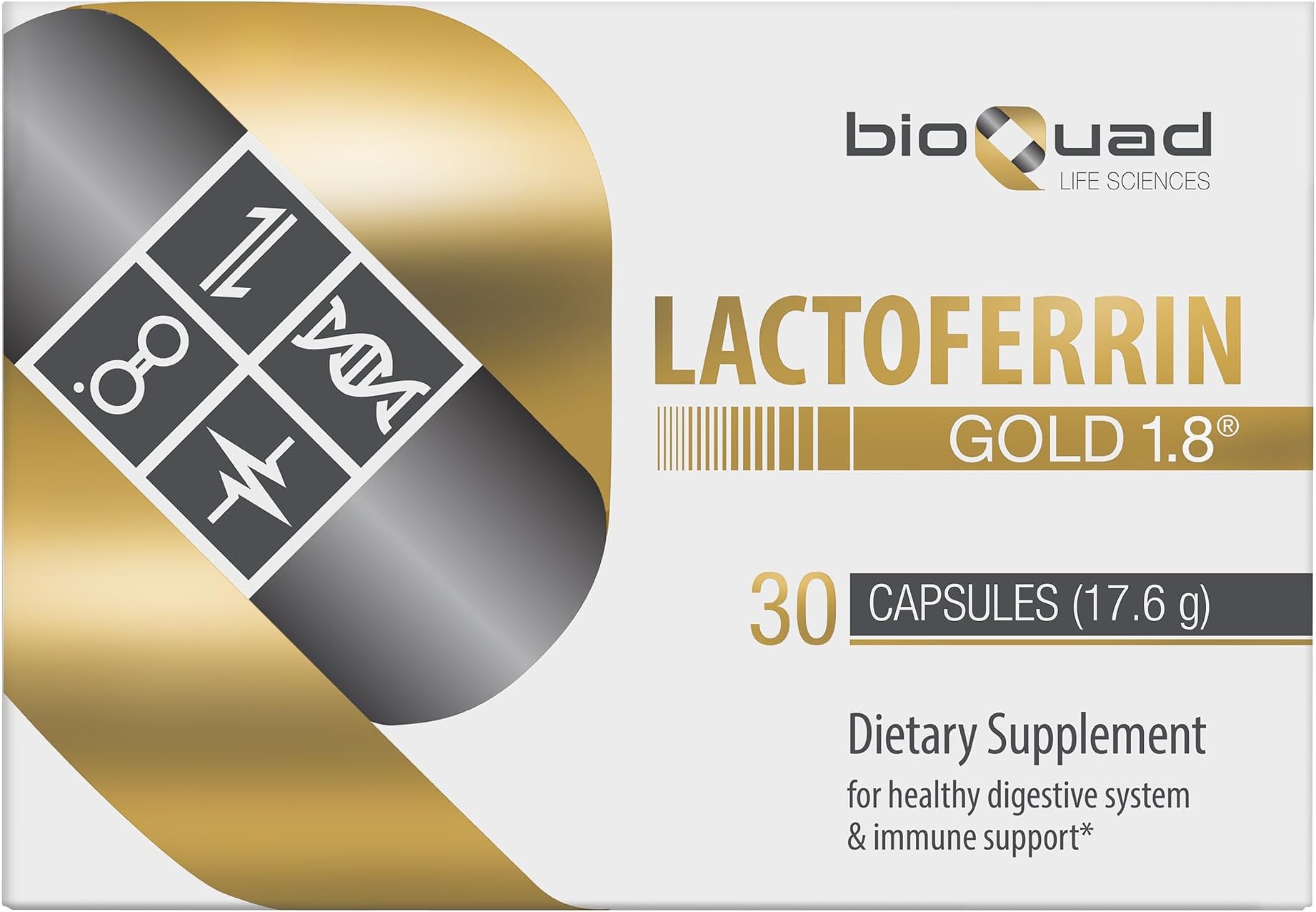 Lactoferrin Gold 1.8 - for Immune Support, Digestive Health, and Iron Absorption - Lactose-Free, Gluten-Free, Non-GMO (30 Count)