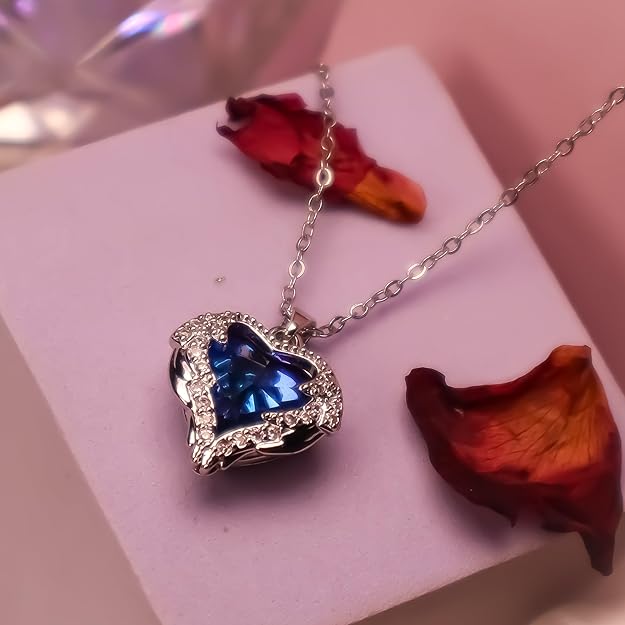 Buy Crystal Heart Pendant Stainless Necklace for women and Girls