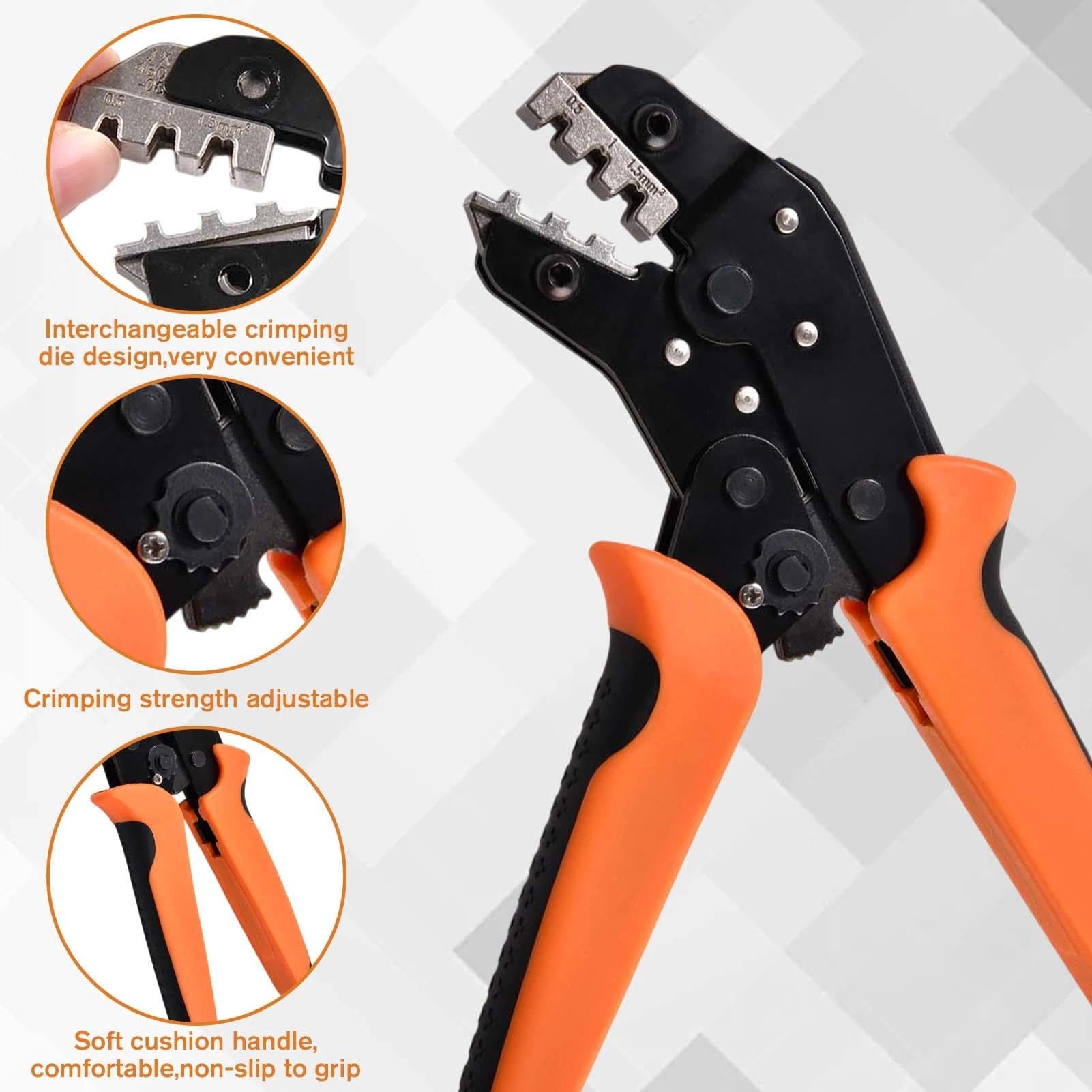 LEONTOOL Crimpadora de alambre Juego de herramientas de prensado Terminales de alambre Herramientas Juego de 850 piezas Conjuntos de terminales Herramienta de prensado eléctrica AWG 24-10 24-14 14-10