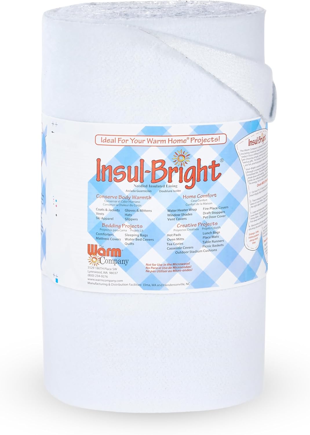 The Warm Company - Insul-Bright – 45" x 40 Yard Bolt, Insulated Batting for Quilting, Sewing, Crafts & Home Projects