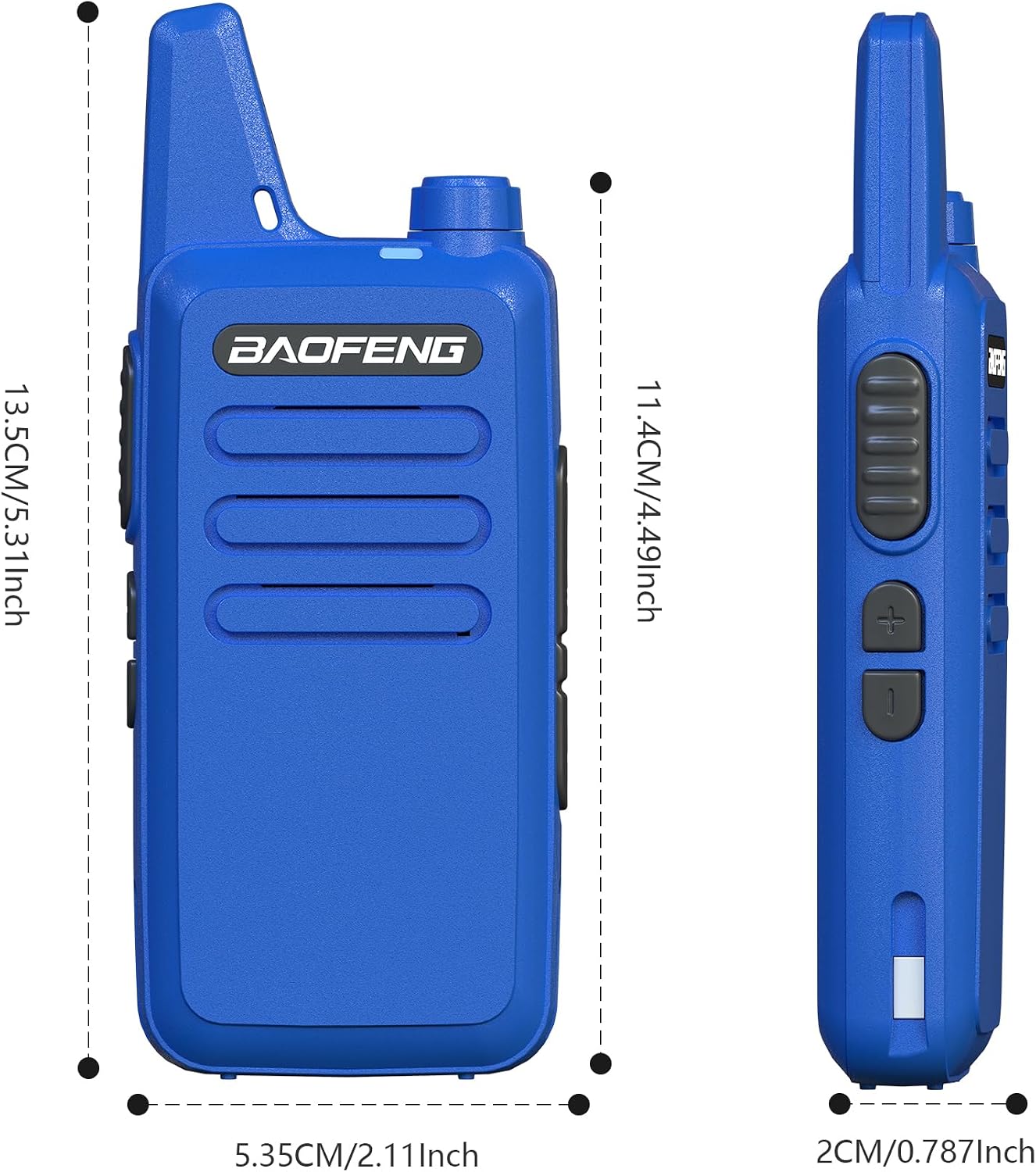 Image showing dimensions of BAOFENG BF-T20D radio