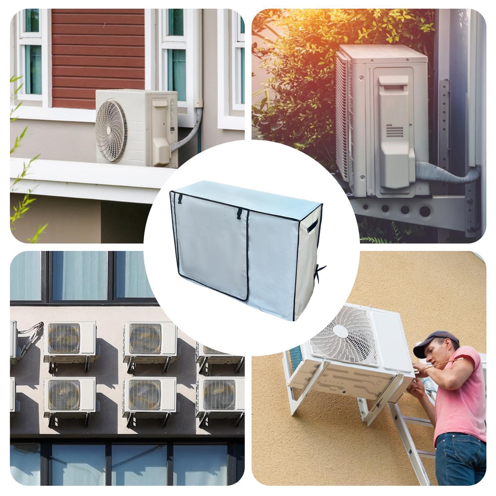 Housse de climatiseur extérieur, Protection Solaire Imperméable Anti-UV, Housse pour Climatiseur Extérieur, Pour Fenêtres Murales, Pièces, Maisons, Appartements, Bureaux, Garages,