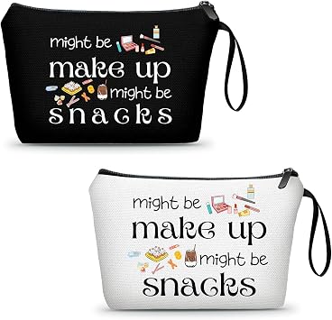 SEAMOON Snack White&Black Makeup Bag 2pc,Birthday Gift for Women