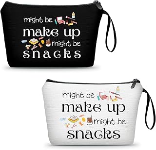 SEAMOON Snack White&Black Makeup Bag 2pc,Birthday Gift for Women
