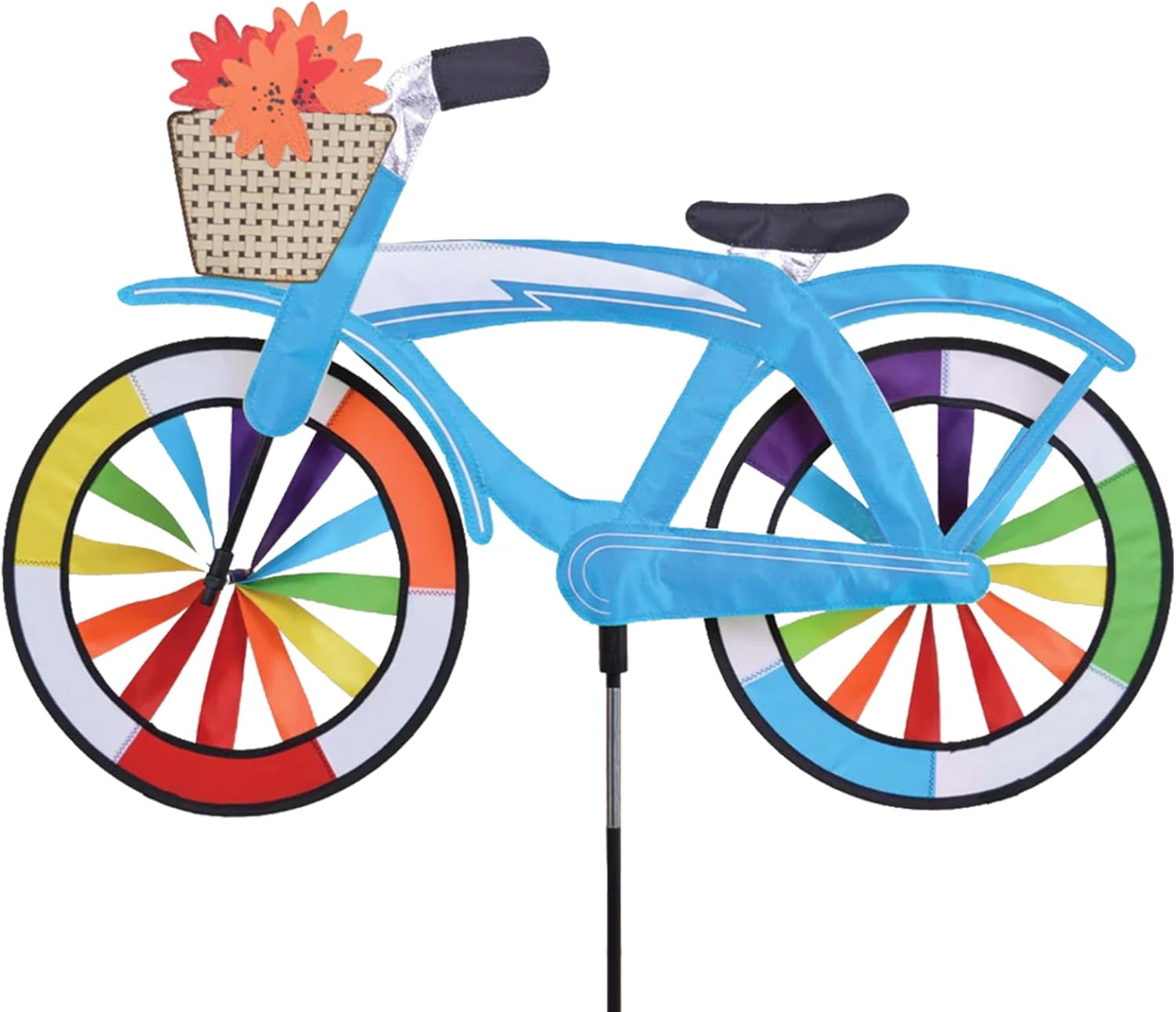 Bike Spinner Blue Classic Cruiser 30" – Retro Bicycle Design, Weather-Resistant Outdoor Decor, Durable & Lightweight for Patios, Yards, and Gardens - Eye-Catching Wind Spinner with Rotating Wheels