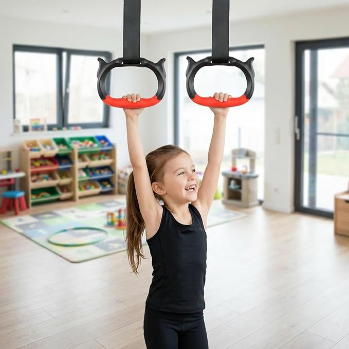 Anillas de Gimnasia para Niños, Ajustables, Entrenamiento de Fuerza (Rojo) miniatura 8