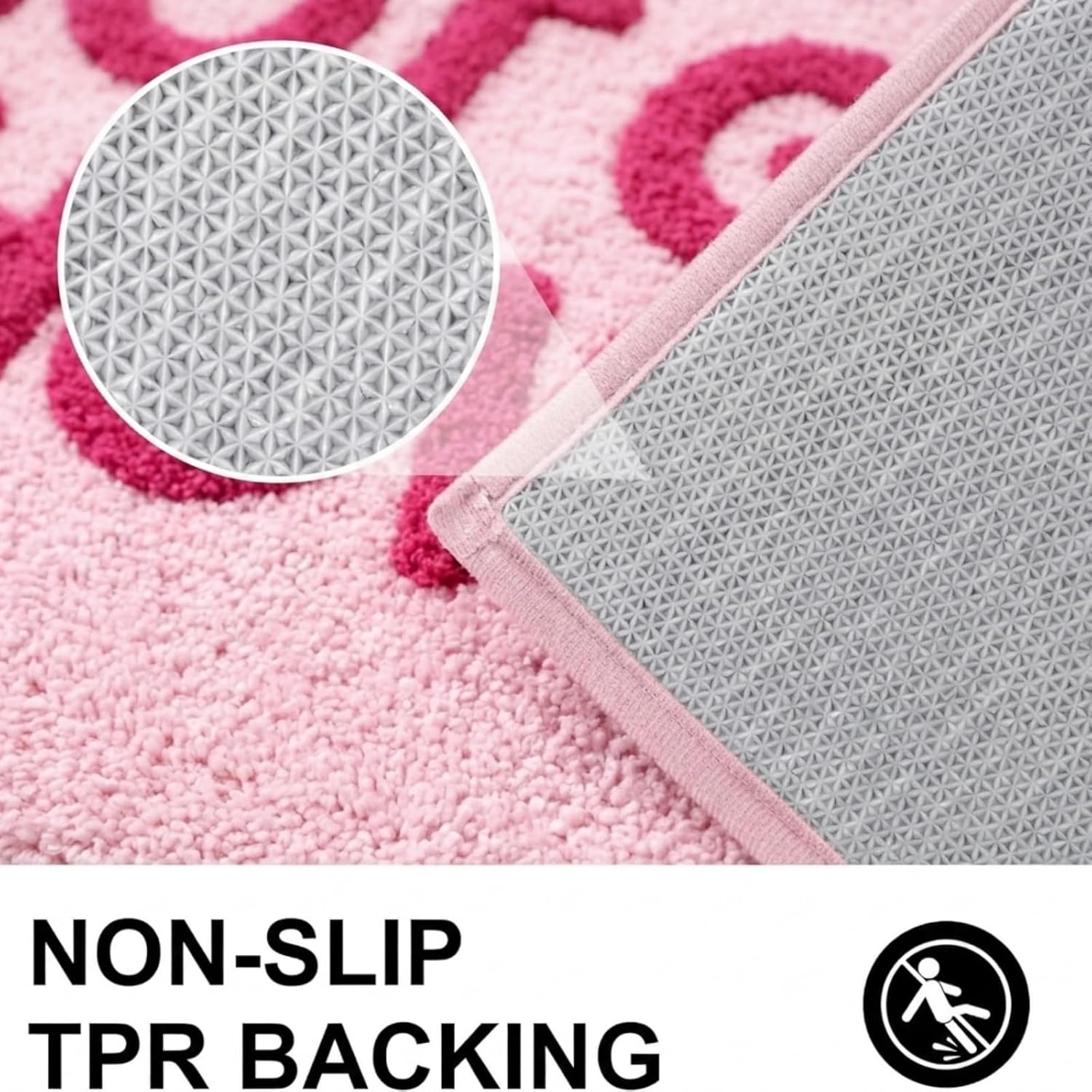 Hot Girl Shower Bath Mat - Cute Pink Tufted Bathroom Rug, Soft Absorbent Flocked Microfiber Floor Mat, Non-Slip Washable Aesthetic Decor for Bathroom, Bedroom, Dorm - 30"x20"