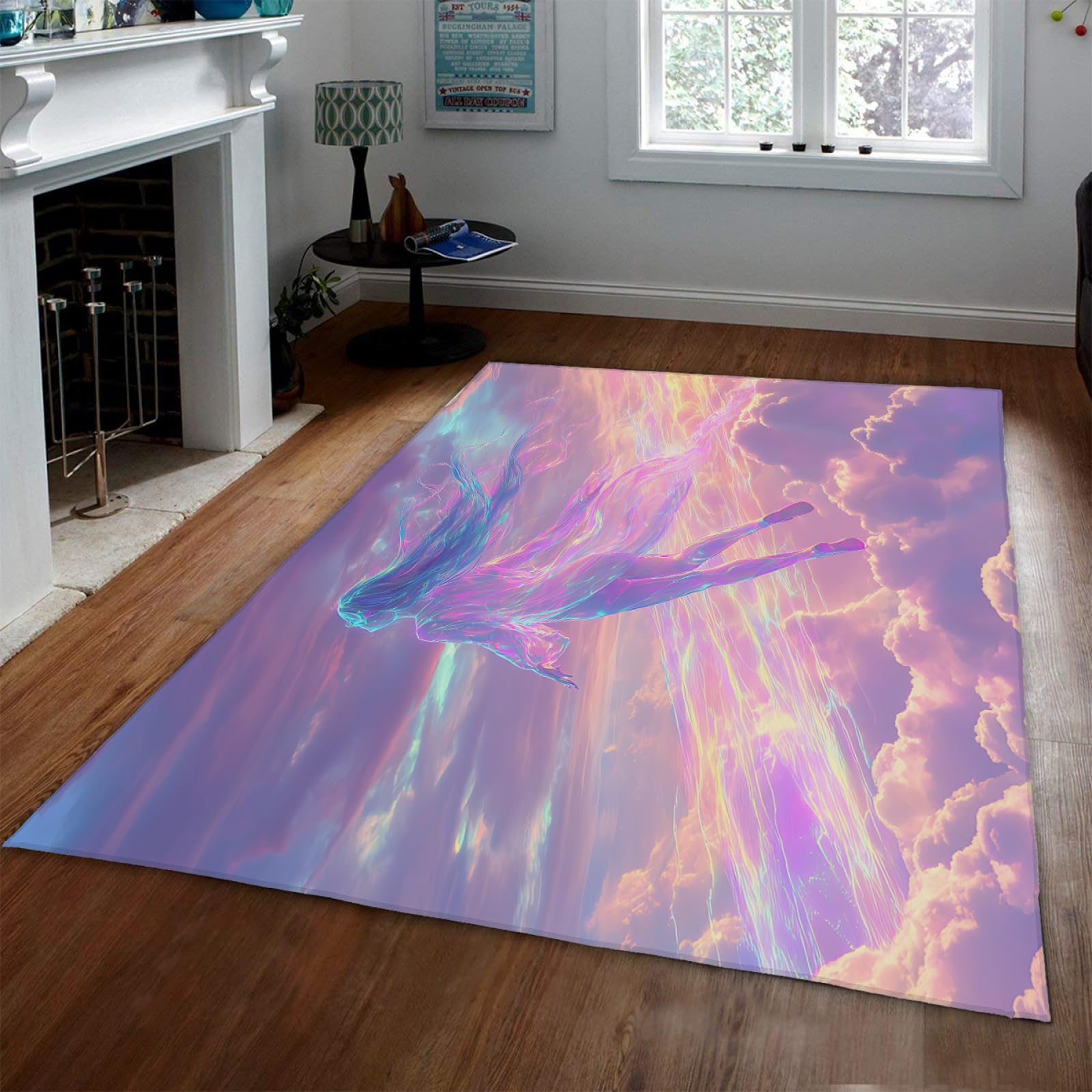 Tapis personnage anime rose 100x150cm décor surréaliste