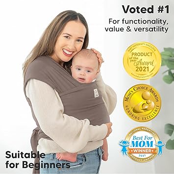 KeaBabies الطفل التفاف الناقل - الكل في 1 الأصلي الطفل الناقل الوليد إلى طفل صغير حبال، من السهل ارتداء، اليدين الترابط الحرة، خفيفة الوزن، تنفس الرضع الأغطية (النحاس الرمادي)
