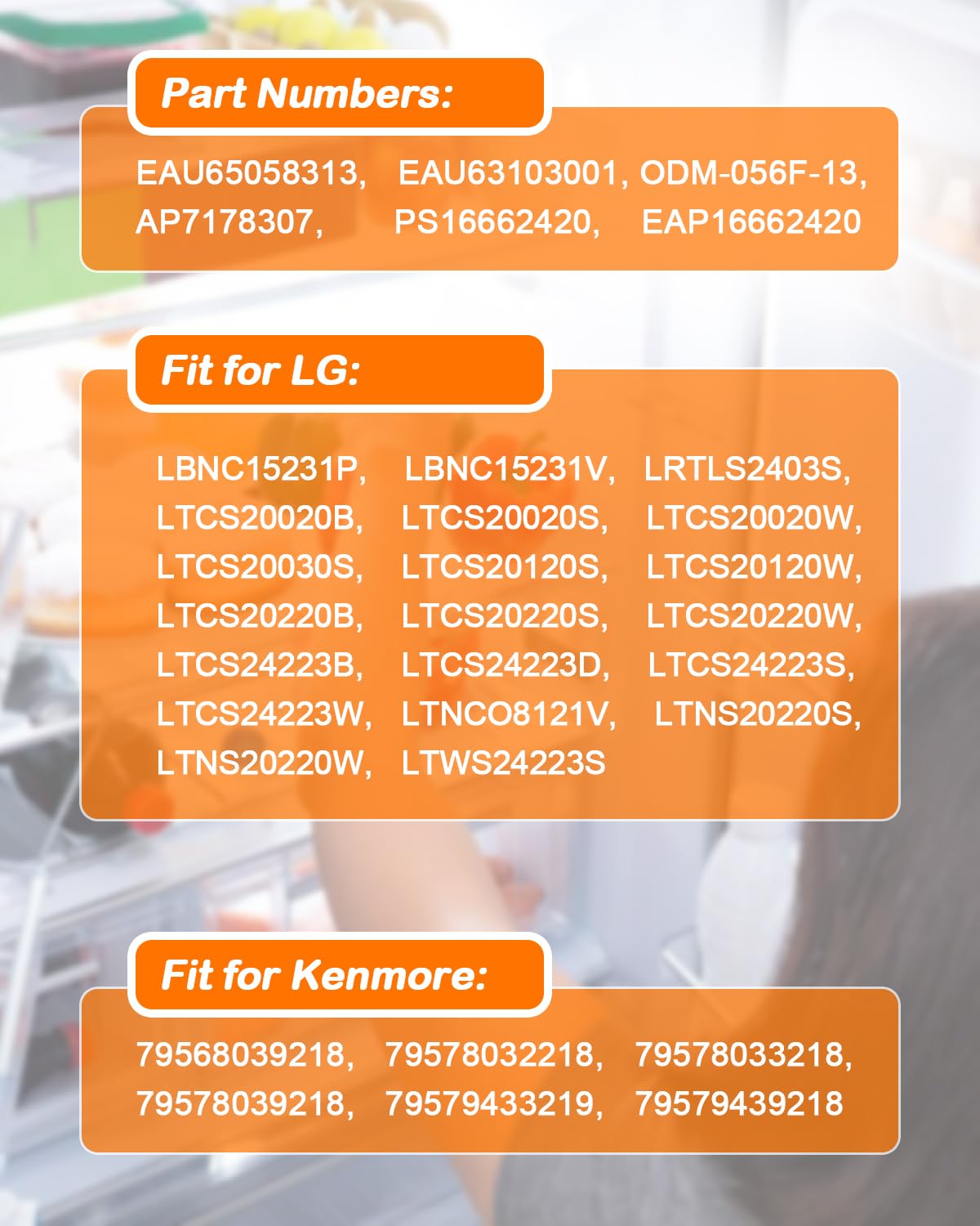 EAU65058313 Fit for LG Kenmore Refrigerators Evaporator Fan Motor Assembly Part Replace EAU65058313 ODM-056F-13 AP7178307 PS16662420 EAP16662420