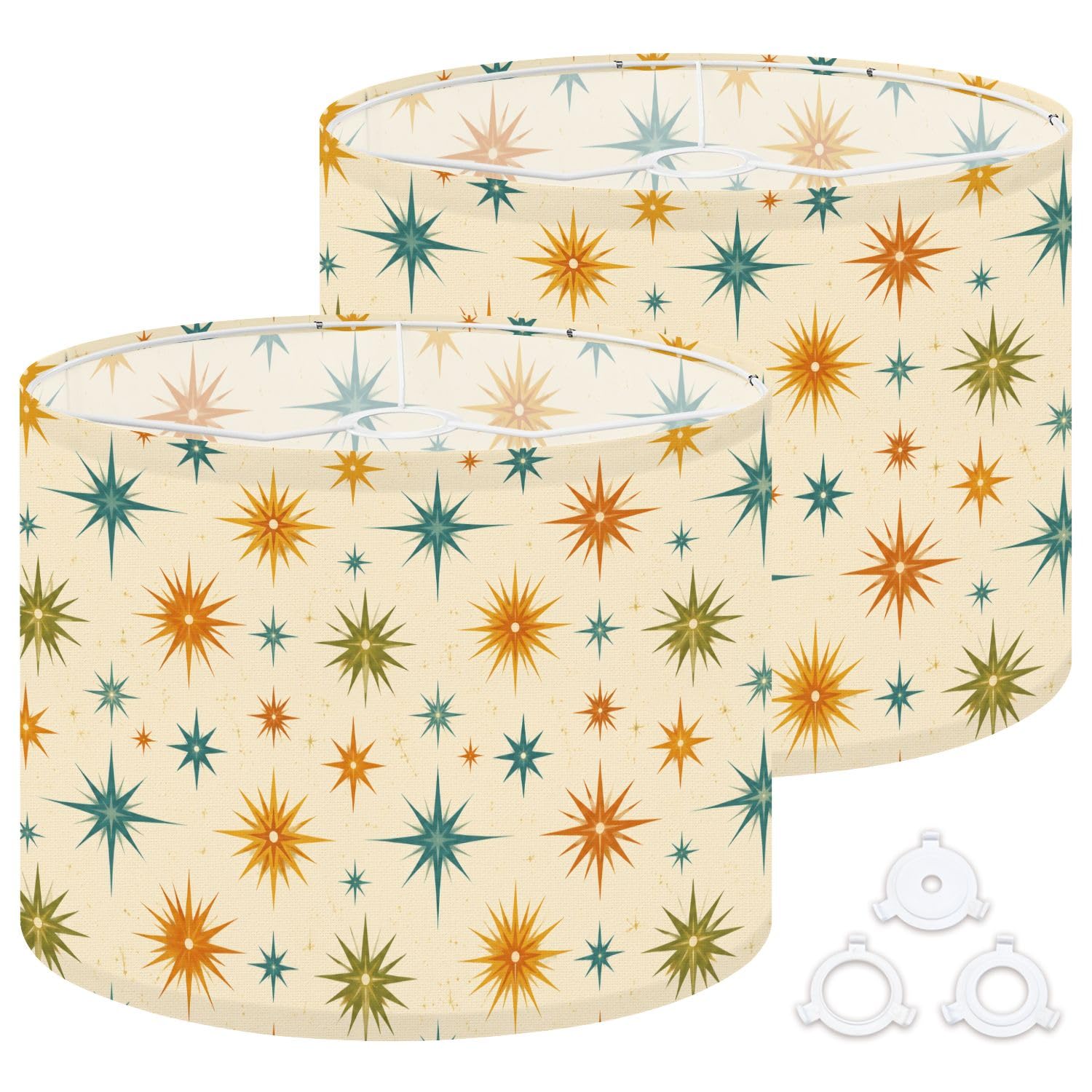 Deruinvaio Multi7 2Pcs 13In Lampshade Lamp Shade Vintage Starburst Orange Teal For Ceiling Light, Table Lamp Floor Lamp Easy Assembly Replacement Light Shade