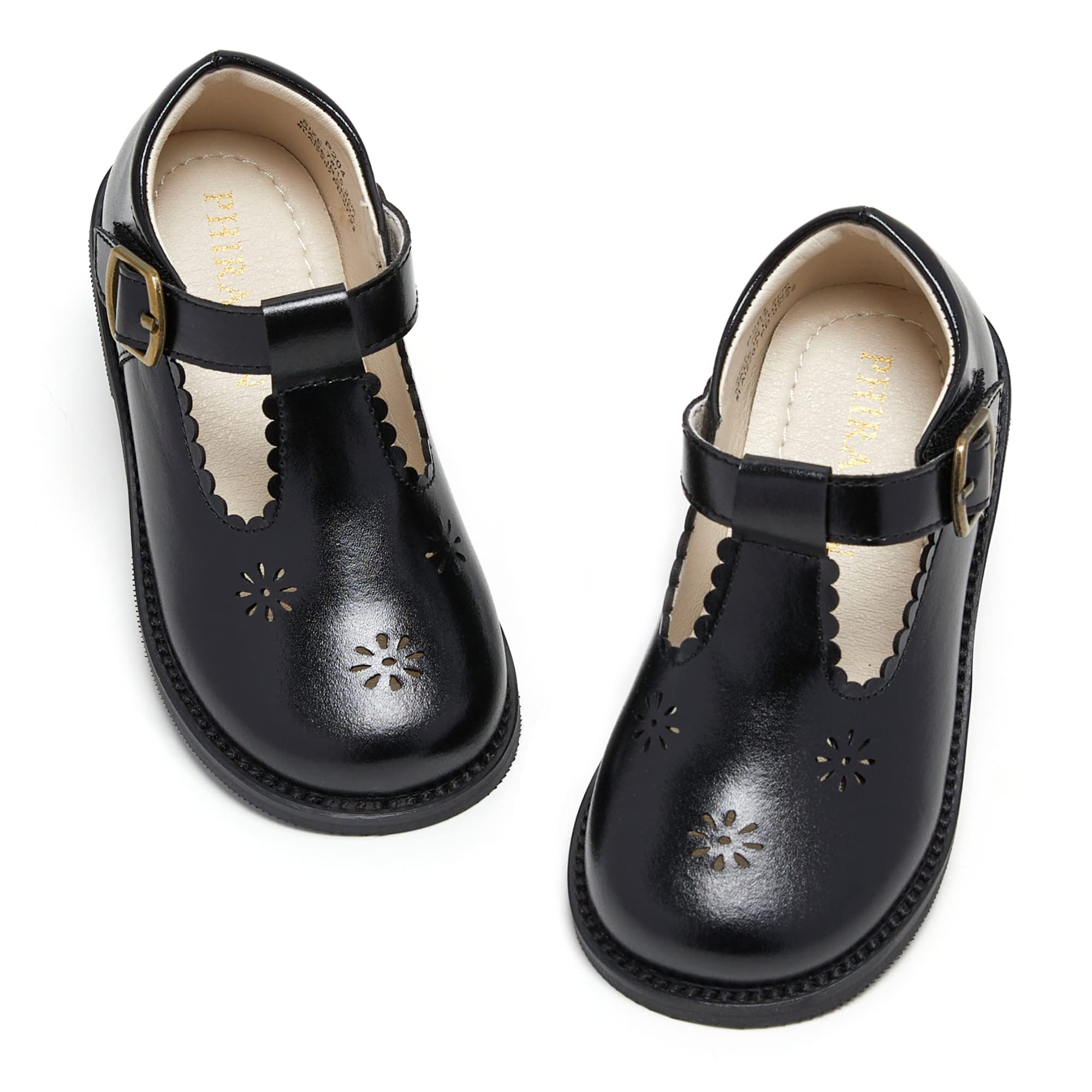 PHIRAMIN Toddler Flower Girl Dress Shoes - Little Girl Mary Janes Flats Wedding