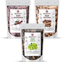 Raw Shikakai, Reetha, Amla Combo, 100% Natural, Chemical Free, Preservative Free, 100g Each, 3 Pack Hair Conditioner