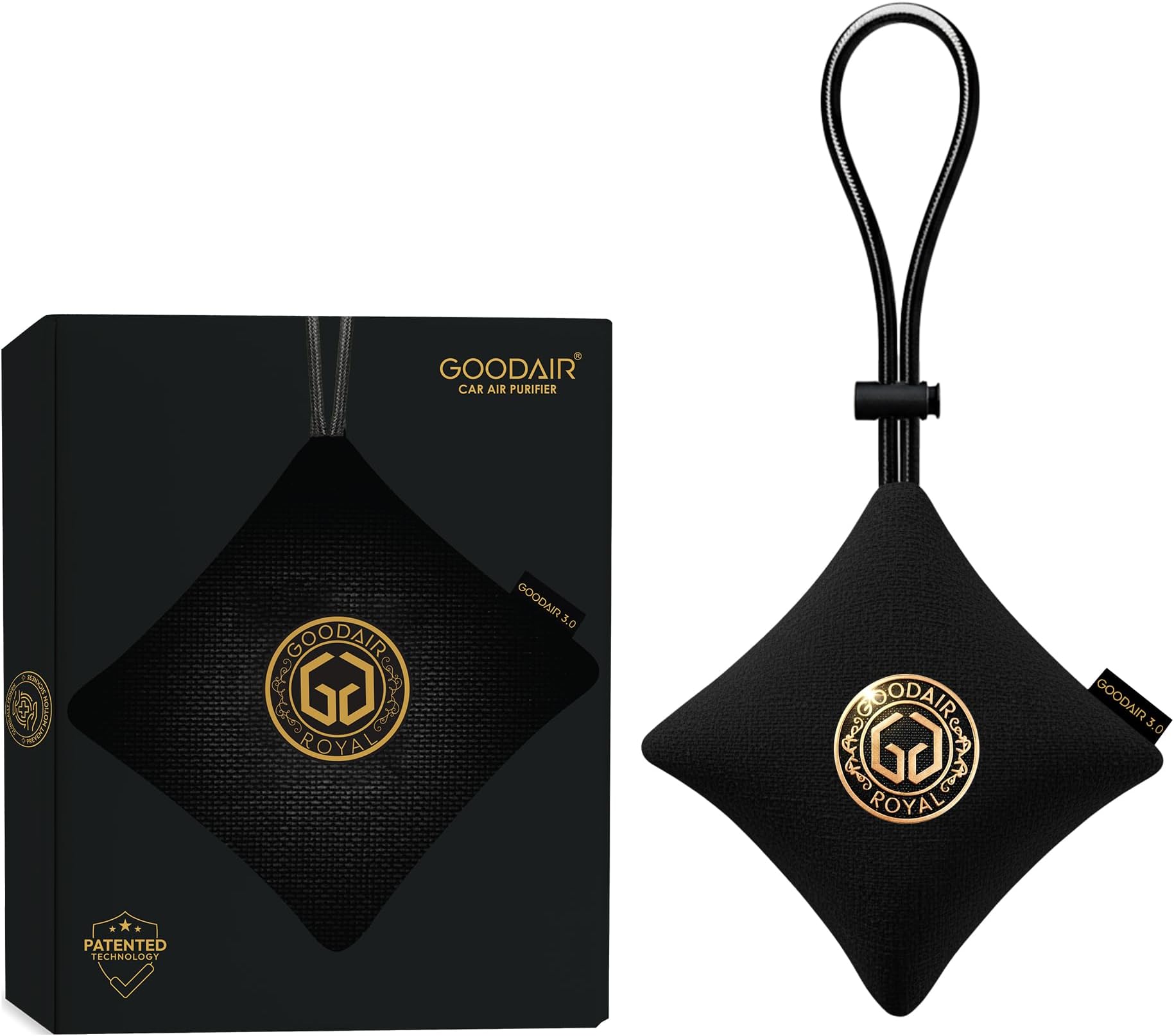 GOODAIR HEPA Car Air Purifier Bag & Pouch | 75g Activated Carbon Filter, Absorb Toxic Gases, 2.0 Premium Certified Air Purifier, Suitable for All Cars, 24/7 Air Purification - Super Black