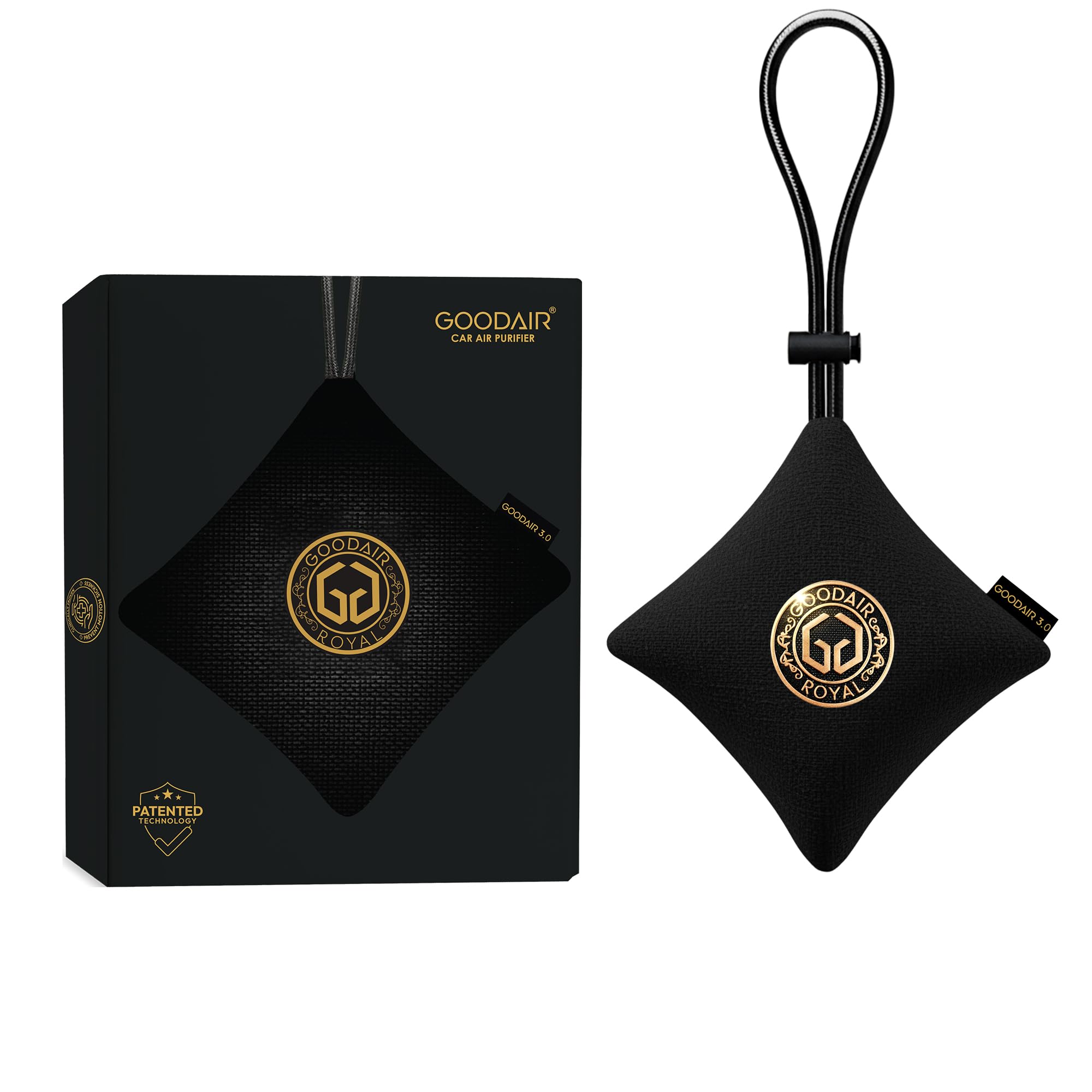 GOODAIR 2.0 Premium Non-electric Car Air Purifier | Super Black | Tested & Certified to Absorb Toxic Gases | Advanced Impregnated Activated Carbon | 24/7 Air Purification