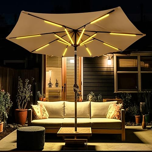Miniatura 7 de Luces de sombrilla de patio al aire libre, 1000 lúmenes 15 W LED blanco cálido, impermeable con temporizador regulable, luz de poste de sombrilla