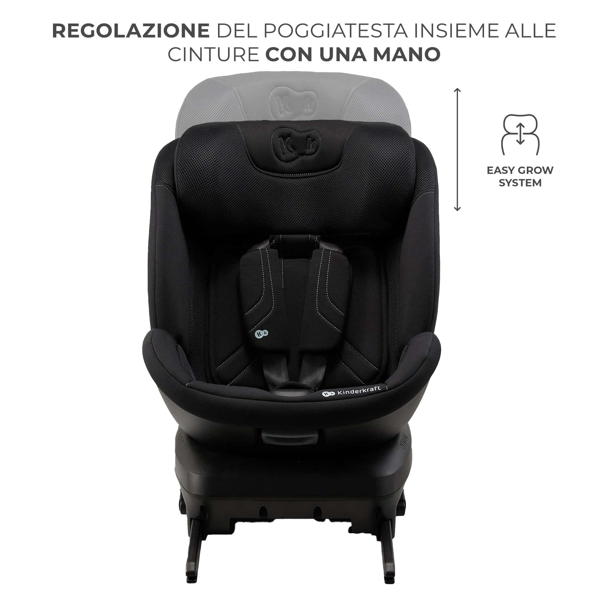 Kinderkraft XPEDITION 3 I-SIZE 40-150 cm, Seggiolino auto 0-36 kg, 360 girevole, Isofix Base, Reclinabile Posizione sdraiata, Poggiatesta regolabile, Gruppo 0 1 2 3, SPS+, H-GUARD+, Nero