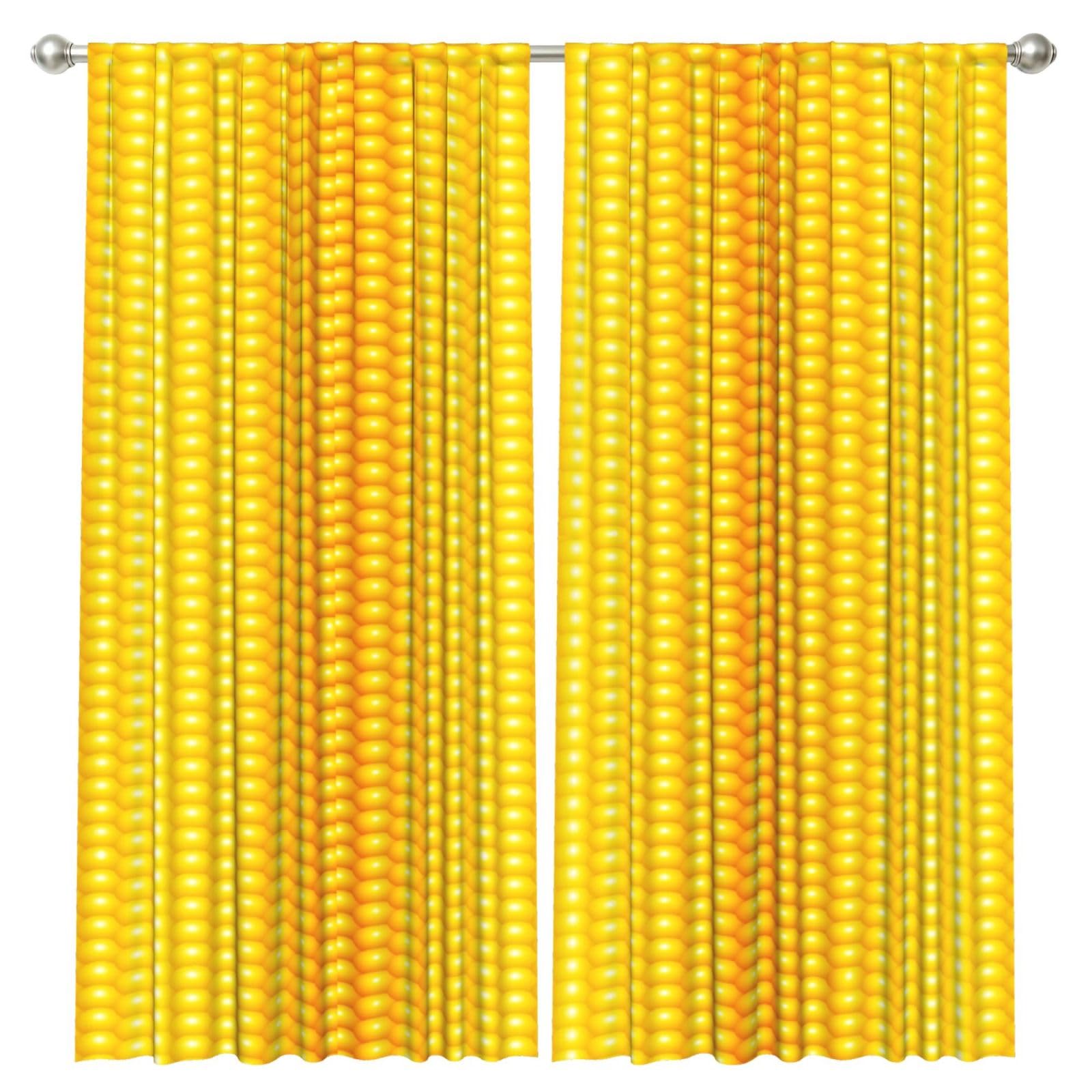 InOmak Fresh Ripe Corn Cobs Pattern, 2 Panels Window Curtains 52 x 84 Inch Blackout Curtains for Living Room Bedroom