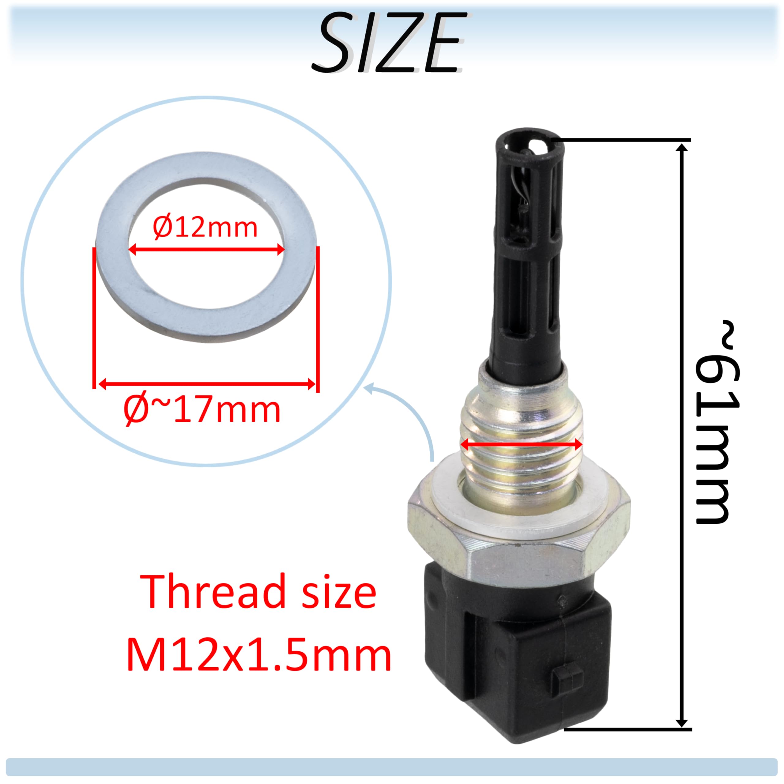 AERZETIX - C72661 - Sensor, temperatura del aire de admisión con junta de estanqueidad - número de polos: 2 - compatible con 11613449116, 13622243946, 6670669