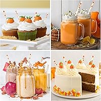 Vista 4 de Whaline 200 popotes de papel de otoño, pajitas desechables de calabaza en acuarela naranja y blanca, popotes decorativos de otoño para cosecha