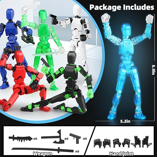 Miniatura 4 de Juego luminoso de 13 figuras de acción, 6 figuras de acción de robot Titan 13, juguetes impresos en 3D articulados, para entusiastas del modelado,