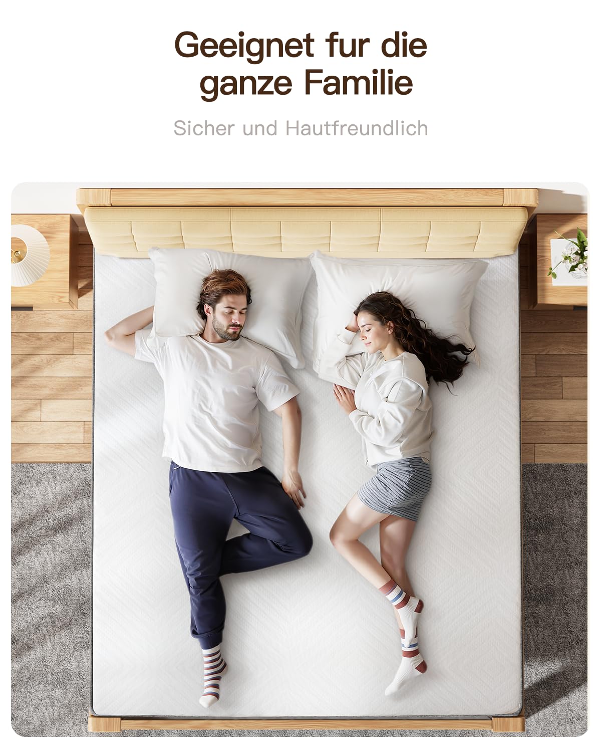 Topper 180x200cm H3 & H4, Schlafsofa Bett Gelschaum, Öko-TEX Zertifiziert, Atmungsaktiv & Waschbar, Matratzentopper für Boxspringbett