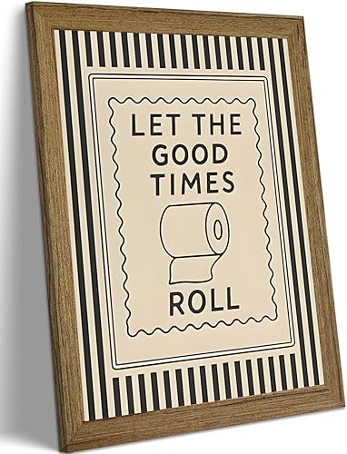 Funny Bathroom Wall Art Framed Canvas, Let The Good Times