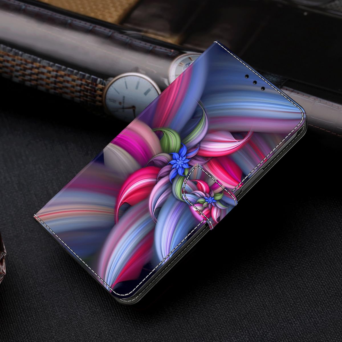 【mana】AppleDesign Miagon Kickstand Wallet Case for iPhone 12 Pro,Creative Pattern