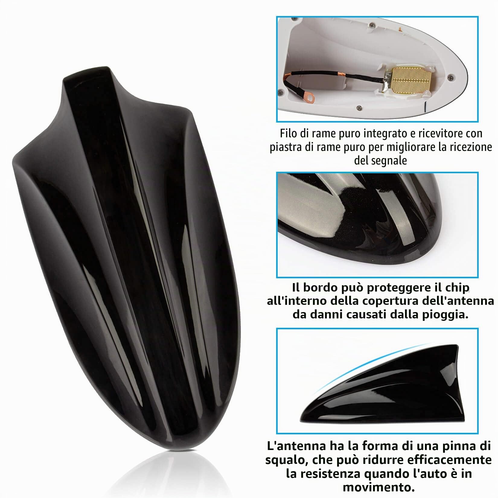 Psler® Antenna del Segnale Radio Della del Pinna di Squalo per Compass/Renegade 2017-2023(Nero)
