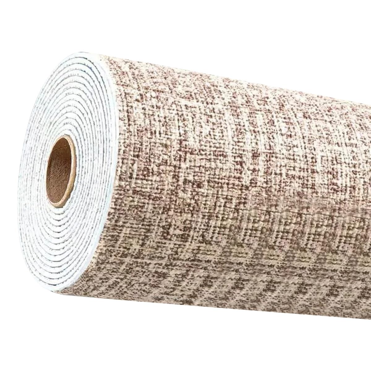 Papier peint adhésif effet lin marron 50cmx10m pour la décoration murale du salon et de la chambre