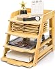 Organizador de papel de madera ZAVOOS de 4 niveles para escritorio | Bandeja para cartas de bambú, estante para archivos, estante de almacenamiento de documentos para hogar, oficina, accesorios de escritorio 1