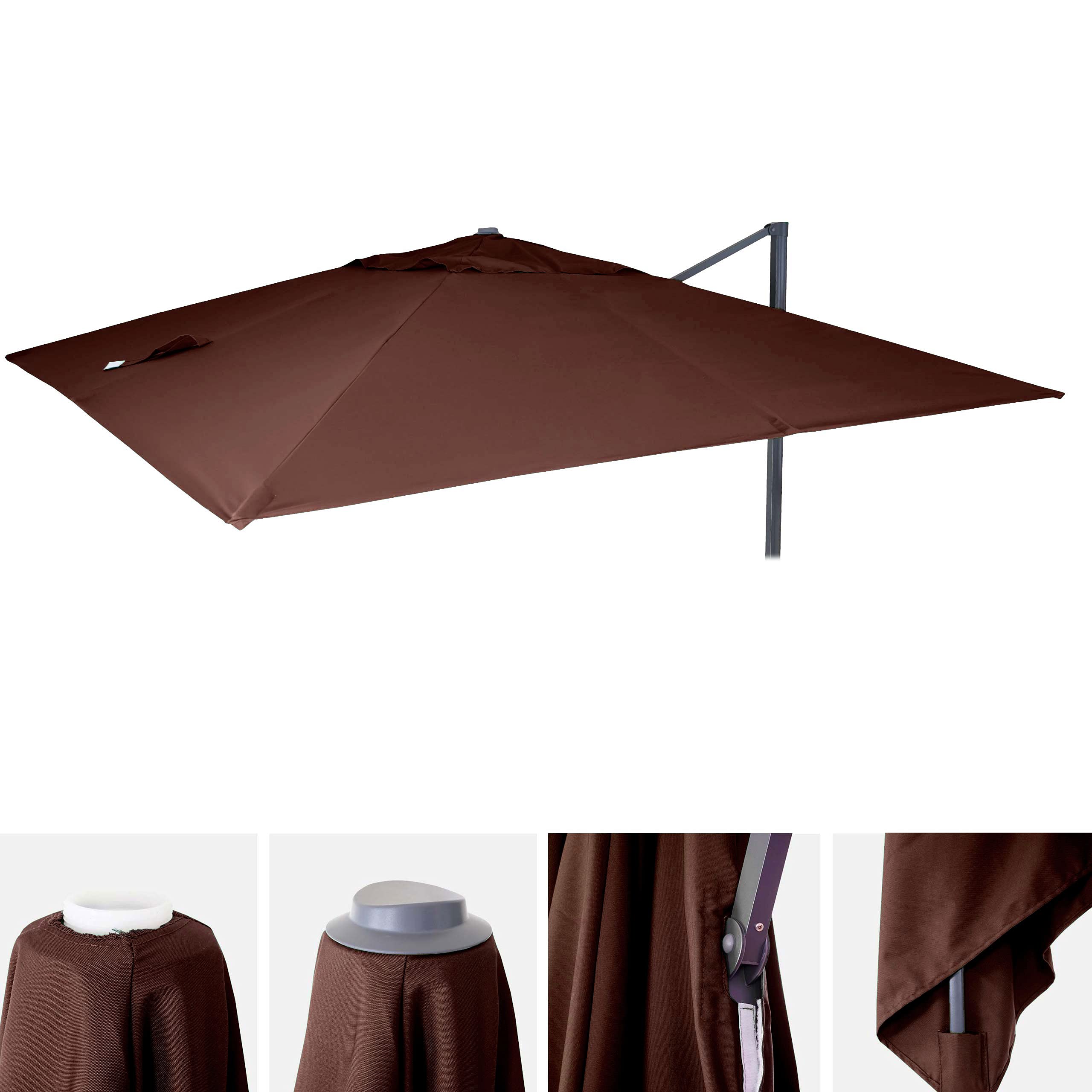 Toile Pour Parasol De Luxe HWC-A96, Toile De Remplacement Pour Parasol De Luxe Hwc A96 Revtement De Remplacement 35x35m 495m Polyester 4kg Rouge 24402510