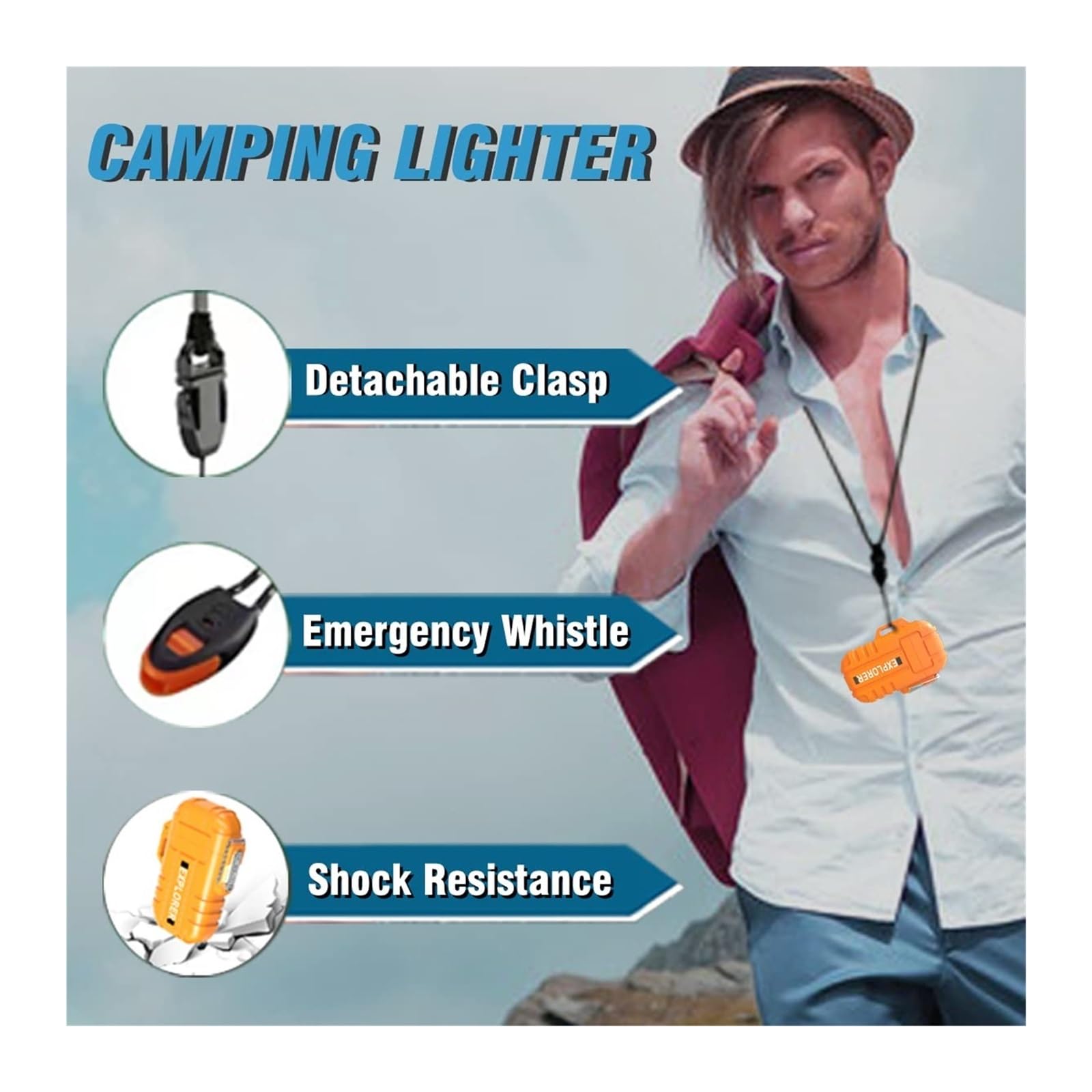 IHGVVING Petit Briquet Portable à Flamme Nue, allumage Silencieux par Bouton-Poussoir, Flamme