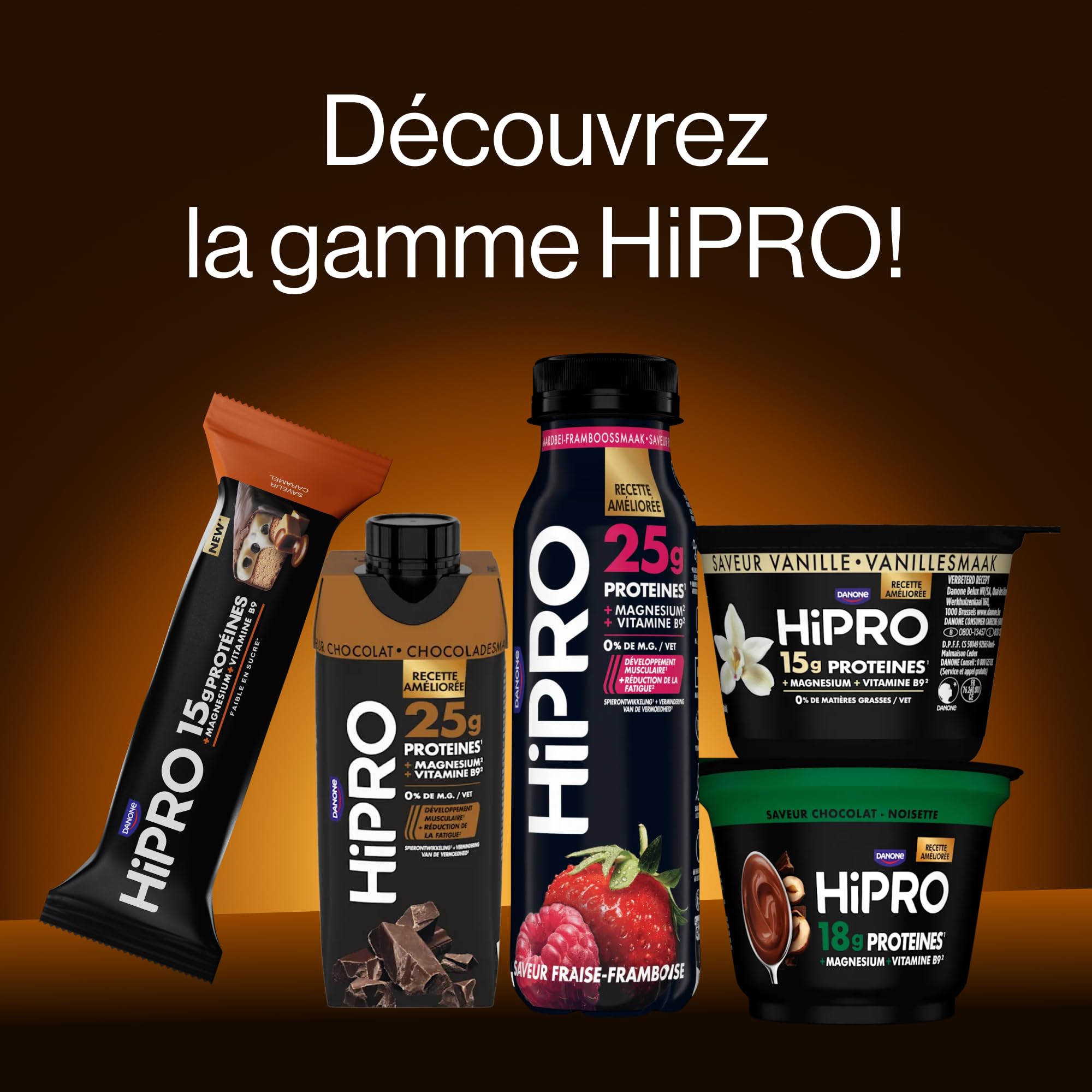 Hipro Boisson Protéinée Goût Vanille, 8 x 330ml