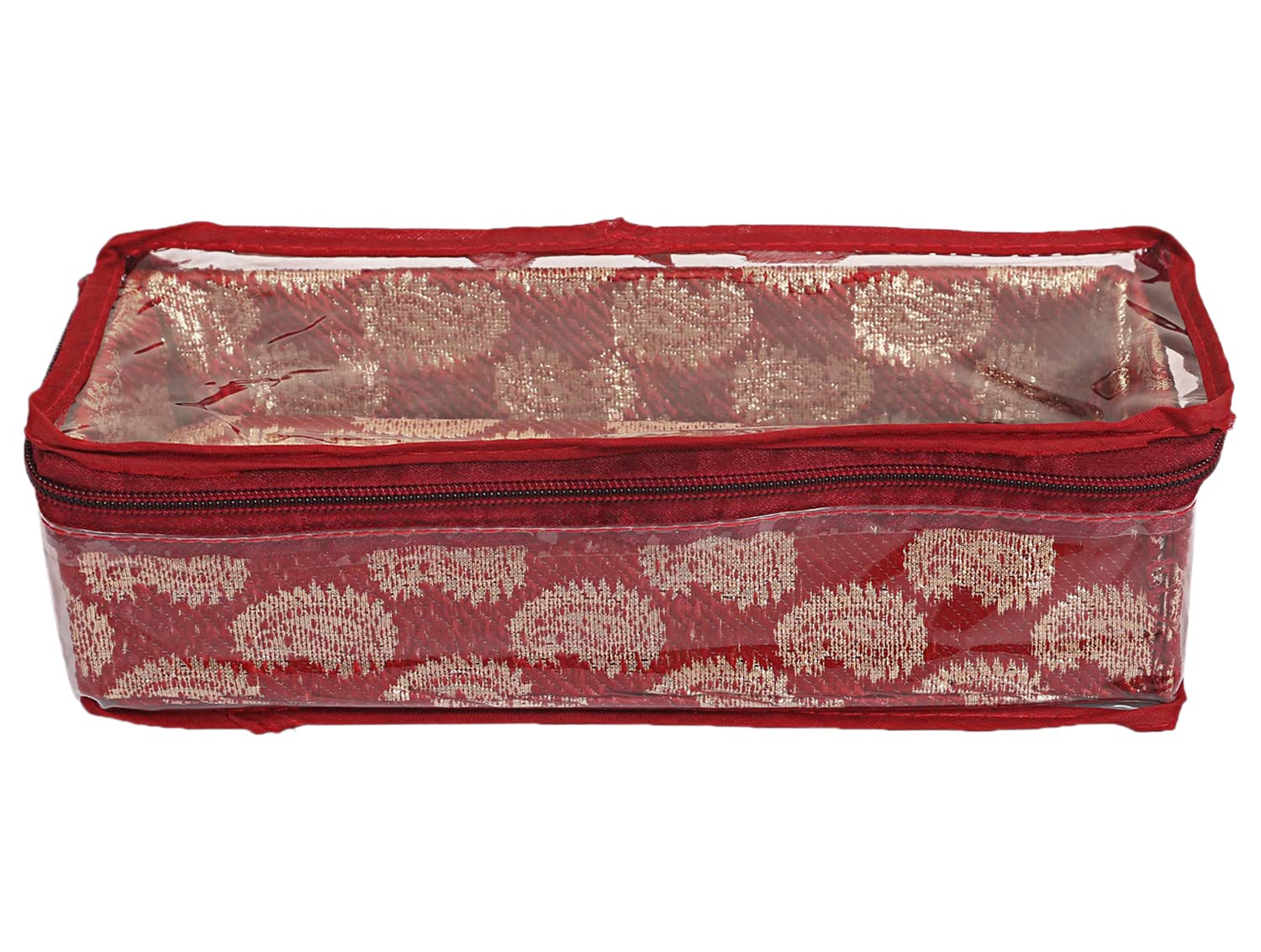 Kuber Industries Multipurpose Rangoli Design Laminated 1 Rod Bangle Box/Organizer/Case With Tranasparent Top (Maroon)-47KM0361