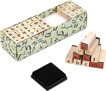Letter Stamps, 40 Pieces Alphabet Stamps with Ink Pad, Lowercase Wooden Rubber Stamps for Crafting, Mini Symbols Stamps Set for DIY Card Making, Journaling, Scrapbooking Supplies