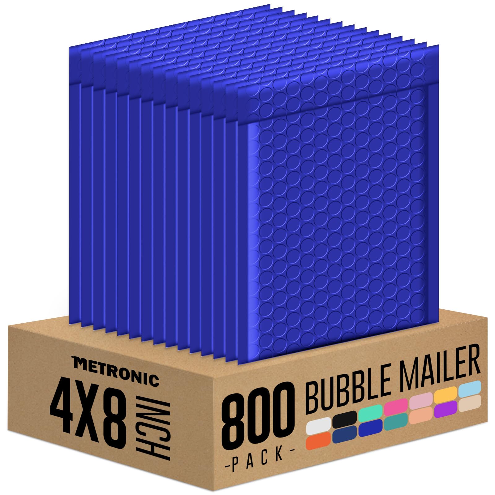 Metronic 800PC Bubble Mailers 4x8 Bulk Small Bubble Mailer Royal Blue