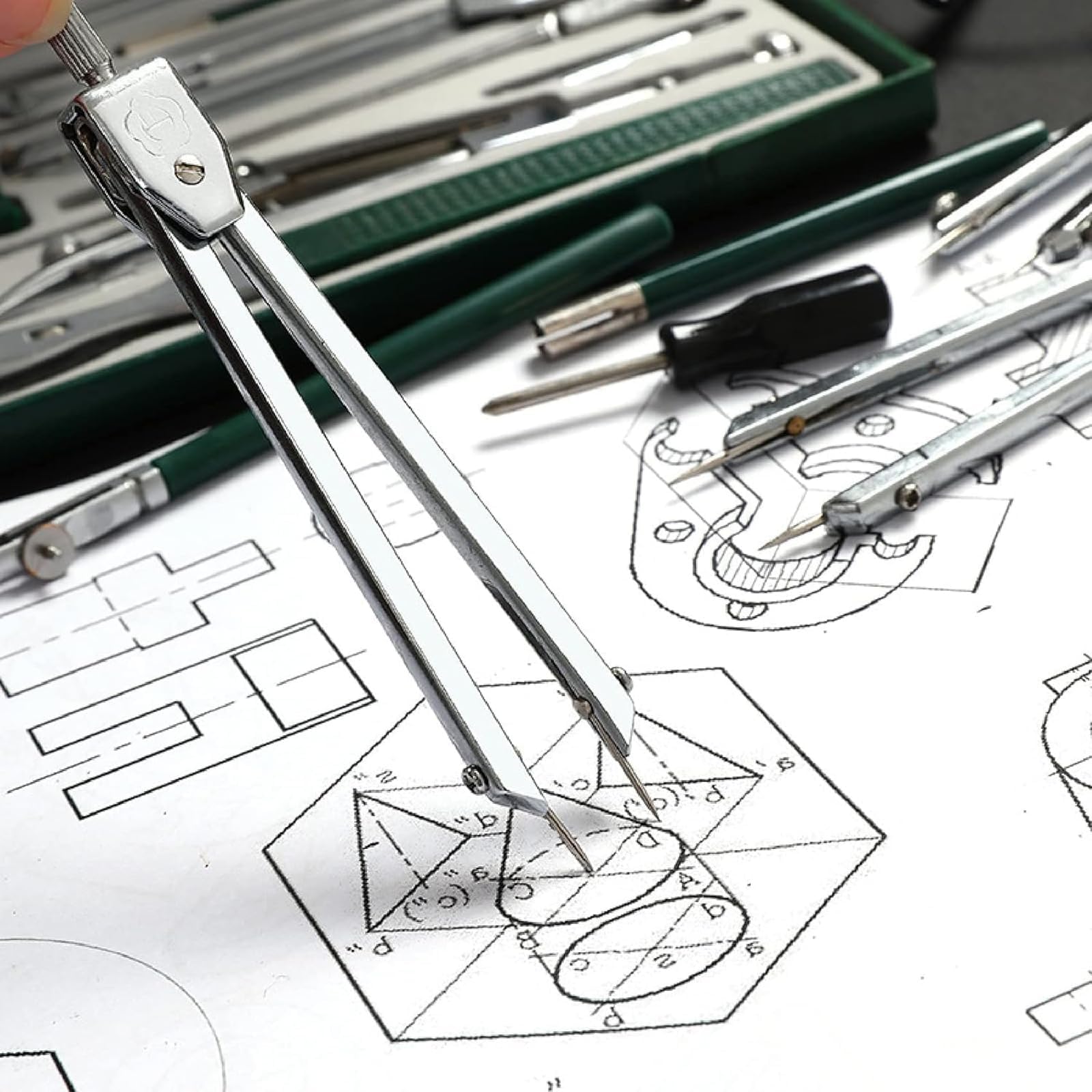 23-teiliges Geometrie-Set mit großem Verlängerungsbalken für Zeichnen, Ingenieurwesen, Architektur und Mathematik
