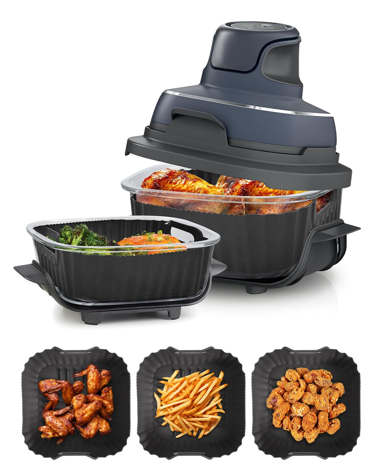 Tapis En Silicone Pour Ninja Crispi Air Fryer FN101 - Antidérapant, Résistant à La Chaleur (220°C), Protection Plan De Travail - 26,5x26,5 Cm