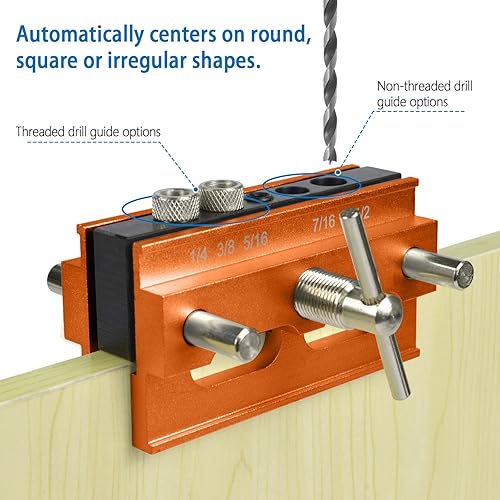 Miniatura 2 de Kit de plantilla de clavija autocentrante con 6 bujes guía de taladro, kit de plantilla de clavija de perforación de ancho ajustable para agujeros