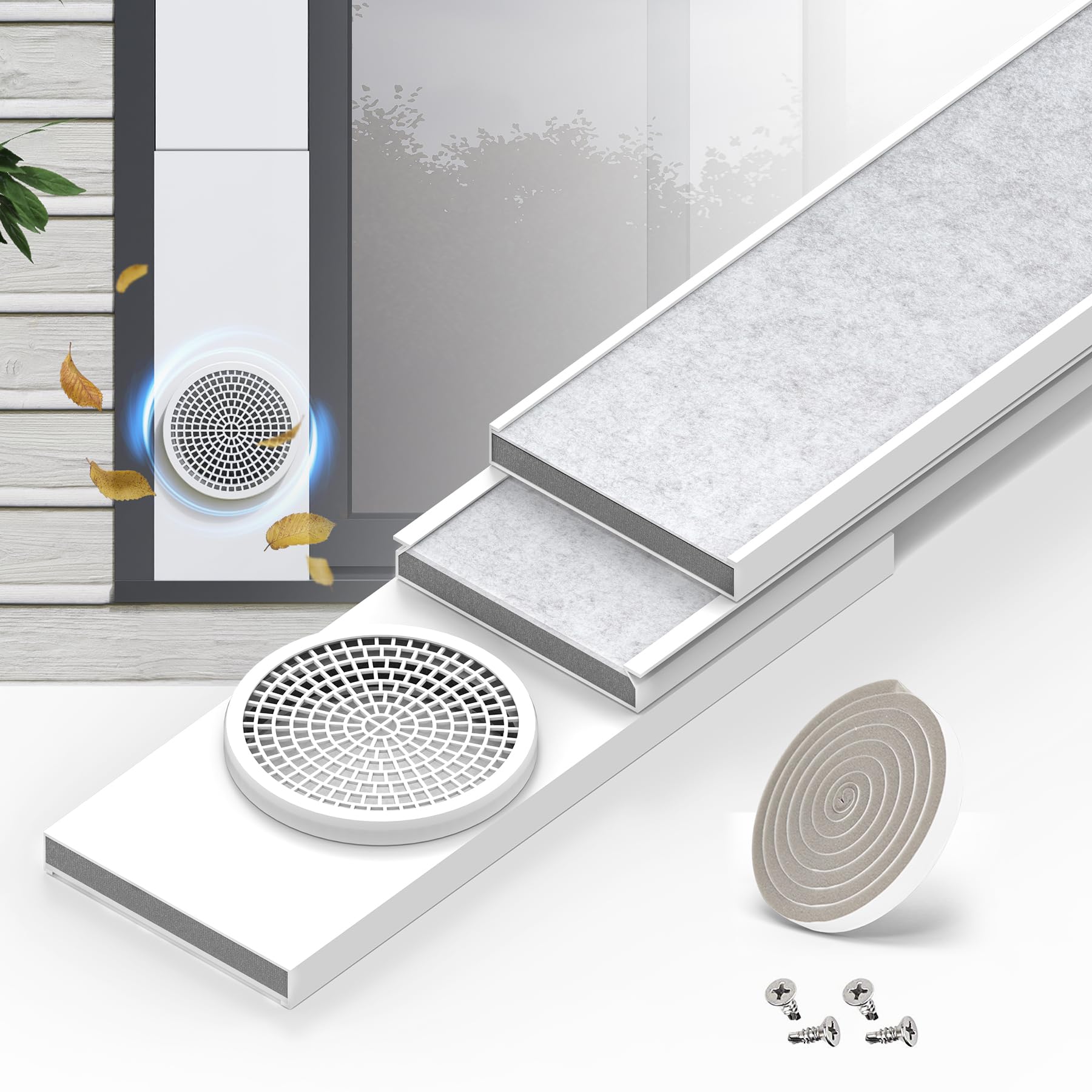 GCGOODS Tragbare Klimaanlagen-Fensterdichtung mit isolierten Schaumstoffplatten, verstellbares AC-Fenster-Ventilationskit mit Kunststoffschutz für 15 cm Durchmesser Abluftschlauch