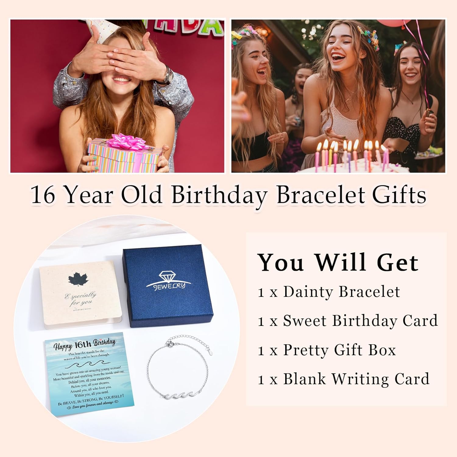 EPIRORA Birthday Gifts for Girls, 10th/11th/12th/13th/14th/15th/16th/17th/18th/19th/20th/21st Birthday Decorations Gifts Ideas, Silver Wave Bracelets for Daughter Sister Granddaughter Niece Friend - Image 3