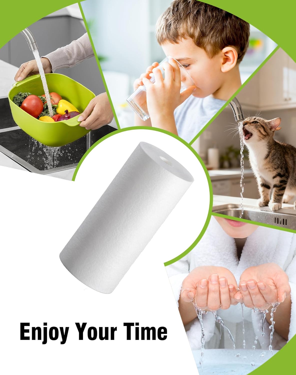 10" x 4.5" Whole House Sediment Water Filter, 5 Micron 10-inch Big Water Filter Replacement Cartridge Compatible with W15-PR, DGD-5005, FP15B, HD-950A, GXWH35F, GXWH30C, 2 Pack