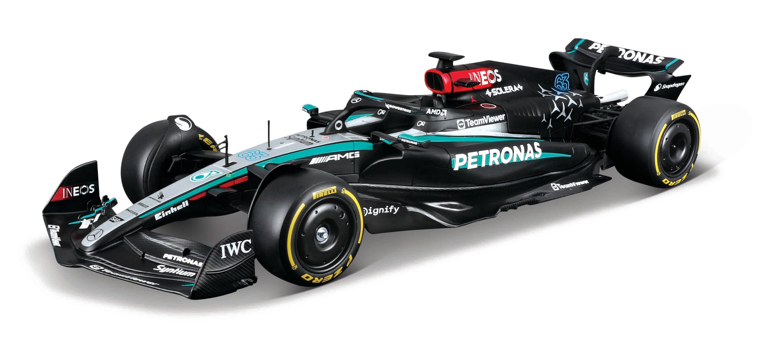 Bburago F1 Mercedes AMG W15#44 Hammilton Includes Racer Figure (2024) - Formula 1 Model Car 1:24 Scale, Faithful Collector's Car, Toy Car, Ages 14 (18-28069H)