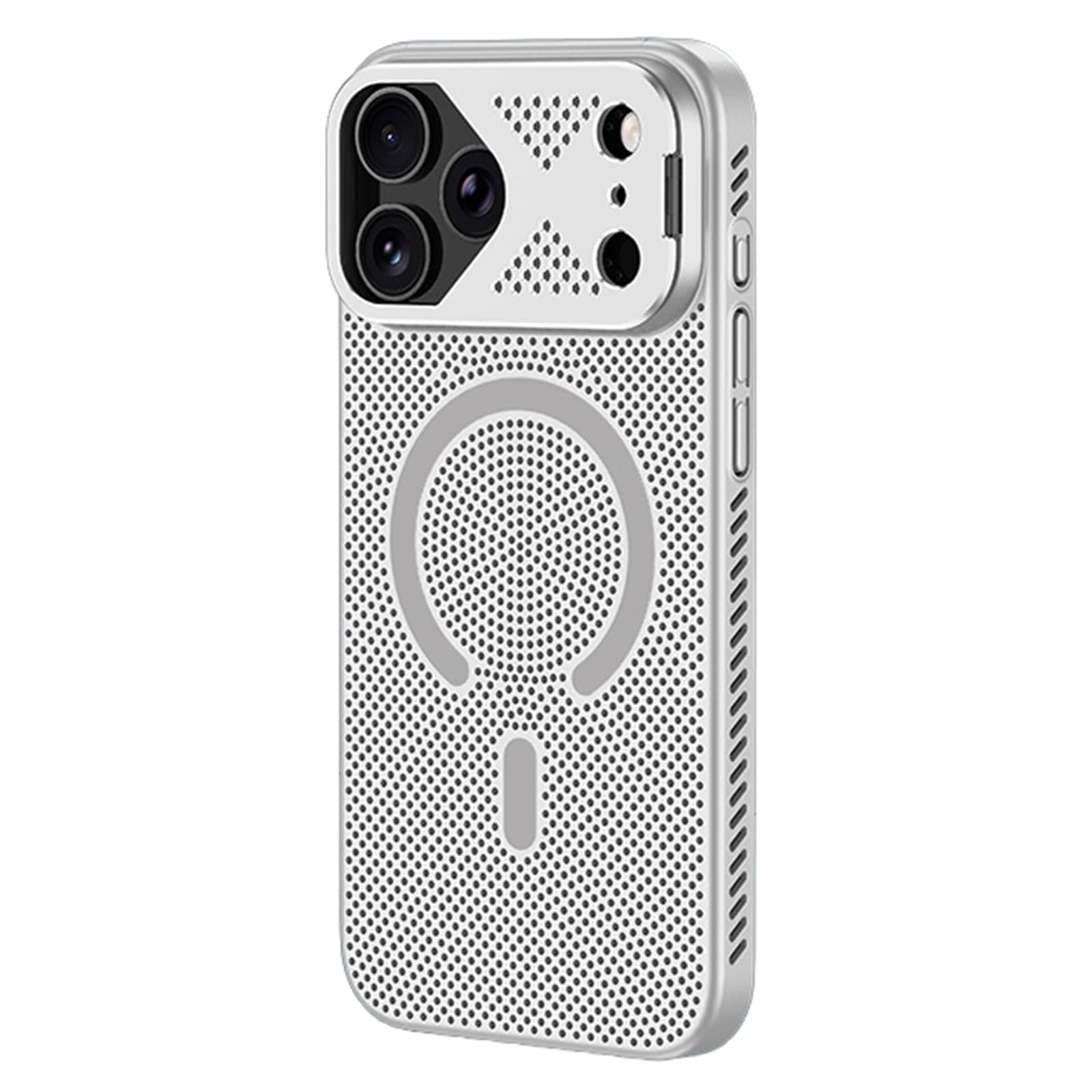 MFAOSHI Magnetic Case for iPhone 17 Pro Max/17 Pro/17, Slim Frosted Heat Dissipation Phone Case with Metal Lens Protection Bracket Cover,White,17 ProMax