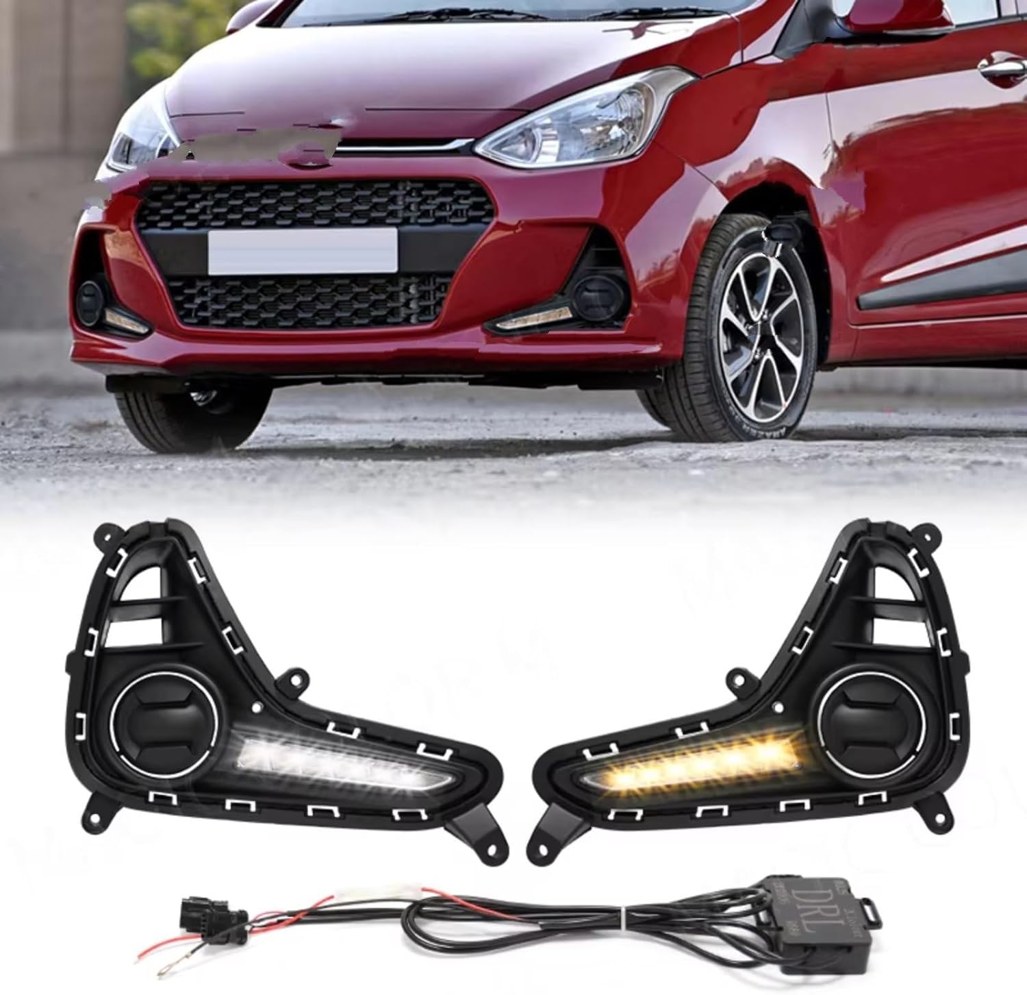 Car Fog Light Assembly For Hyundai For Grand I10 2017 2018 2019 Car Bumper Driving Fog Light Assembly Drl Daytime Running Light